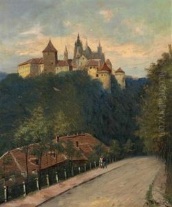 Die Prager Burg, Von Der Chotkova-strase Aus Gesehen by Jan B. Minarik