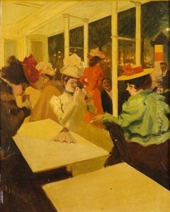Les Elegantes Au Cafe by Antoine Guillaume (Tony) Minartz