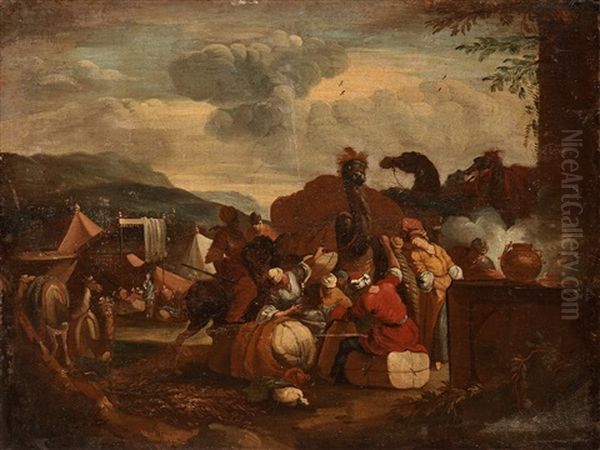 Oriental Scene With Figures And Camels - view 1