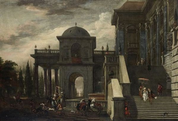 Elegante Compagnie Devant Un Palais Classique - view 1