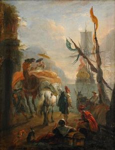 Hamnmotiv Med Figurer by Hendrich van Minderhout