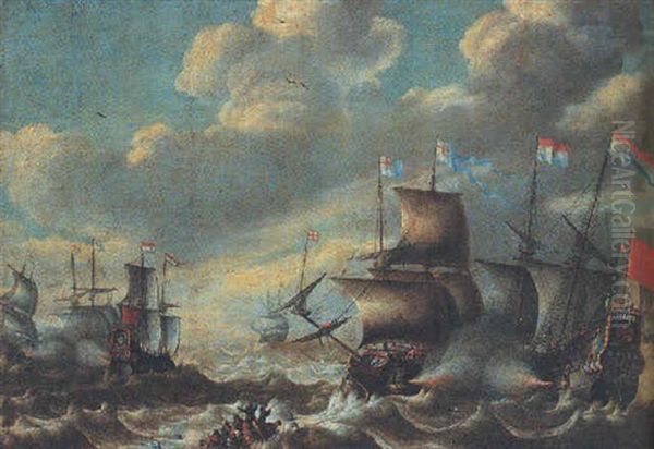 The Dutch Flagship "eendracht" In Action At The Battle Of Lowestoft, 3rd June 1665 - view 1
