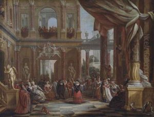The Performance Of A Play In An Architectural Setting by Willem Augustin van Minderhout