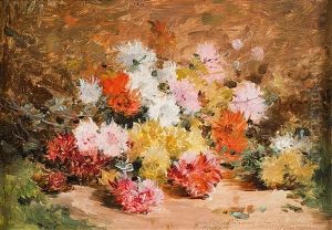 Bunter Chrysanthemenstraus by Emile-Louis Minet