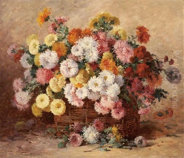 Chrysanthemums In A Wicker Basket - view 1