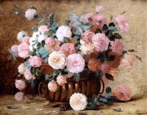 Roses Dans Une Vasque by Emile-Louis Minet