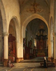 Interieur Presume De L"eglise Saint Paul A Anvers by Andre Joseph Minguet