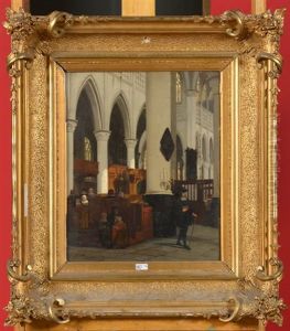 Interieur D"eglise Anime by Andre Joseph Minguet