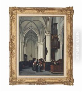 Church Interior, Thought To Be St. Paul's, Antwerp by Andre Joseph Minguet