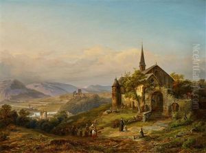Ideale, Romantische Rheinlandschaft by (Paul) Joseph Minjon