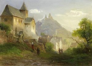 Kirchgang In Einem Gebirgsdorf
