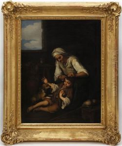 Grand-mere Et Enfant Dans Un Interieur by Ferdinand Minor