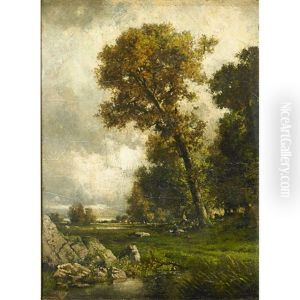 Landscape With Figure Under Tree by Robert Crannell Minor Sr.