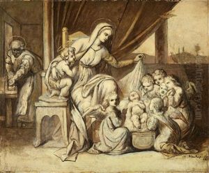 The Holy Family With Angels by Theodor Mintrop