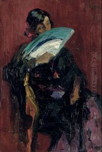 Joven Con Abanico - Lady With A Fan by Joaquin Mir Trinxet