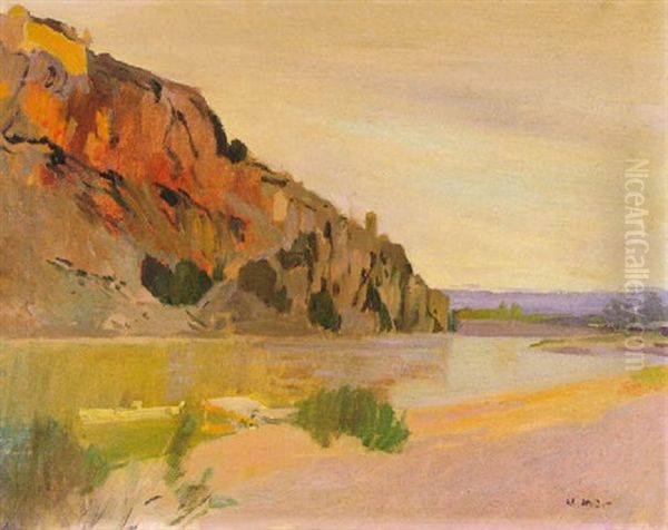Paisage Fluvial Con Barca: Miravet D'ebre - view 1