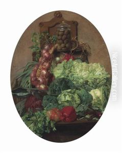 Vegetables On A Ledge by Josep Mirabent Gatell