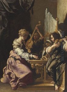 Saint Cecilia In Concert With Angels by Luigi Miradori