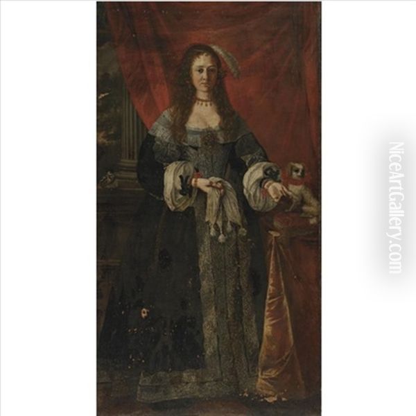 Portrait Of A Lady With Her Dog - view 1