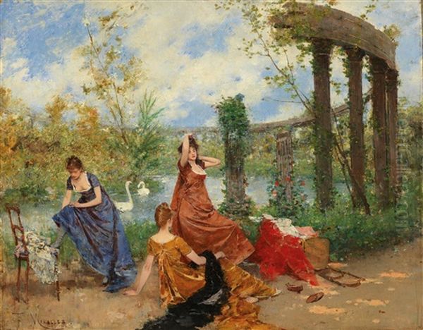Ladies Near The Park Pond - view 1