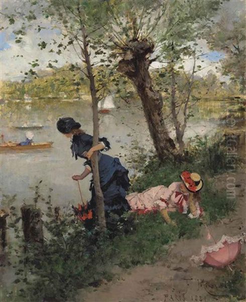 Elegant Ladies Resting By A River - view 1