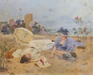 Resting On The Beach by Francisco Miralles Galup