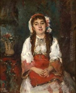 Figura Femenina Con Traje Tipico by Francisco Miralles Galup