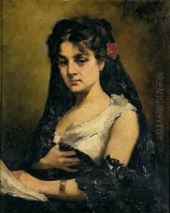 Dama Con Mantilla Leyendo Una Carta