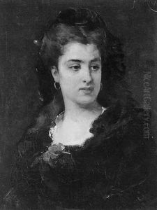 Portrait De Femme A La Fleur Rouge