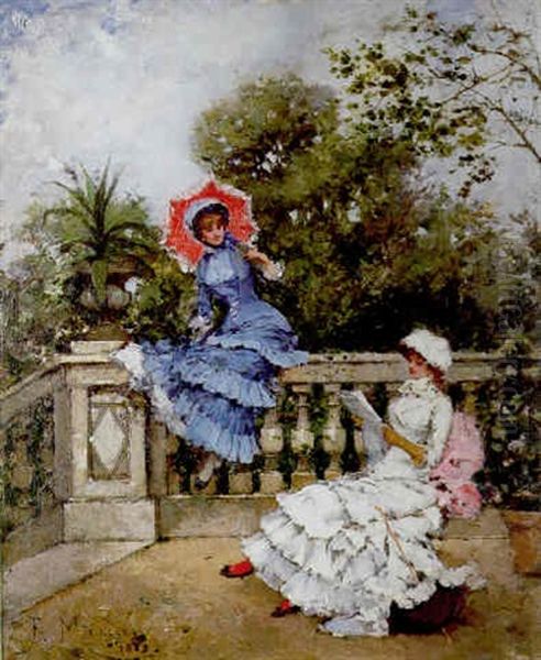 Deux Elegantes Sur La Terrasse - view 1