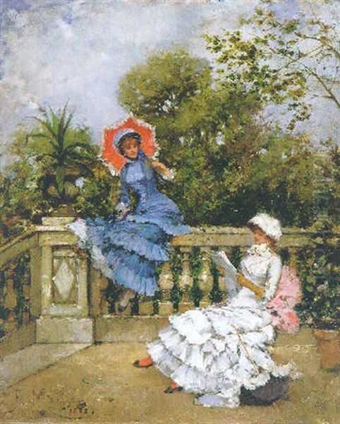 Two Ladies Conversing On A Terrace - view 1