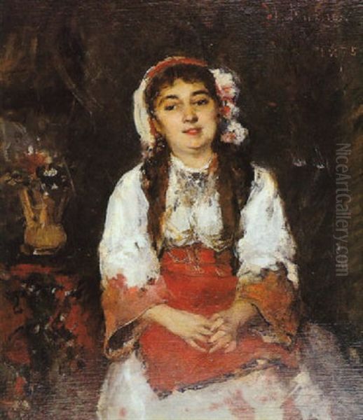 Campesina Con Tocado De Flores - view 1