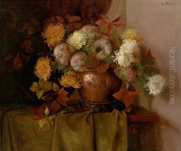 Stilleben Mit Hortensien Und Dahlien In Kupfernem Gefas - view 1