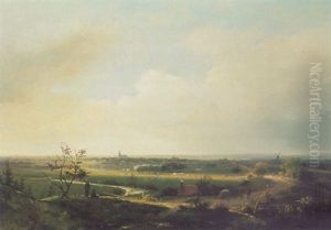 A Painter On A Hill Overlooking The Zilkweg To Noordwijkerhout by Everardus Benedictus Gregorius Pagano Mirani