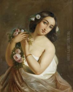 Young Maiden With Roses
