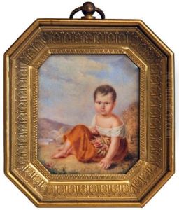 Portrait Presume D'un Enfant Royal De La Maison Bourbon Assis Sur Un Tertre Dans Un Paysage Au Temple De L'amour