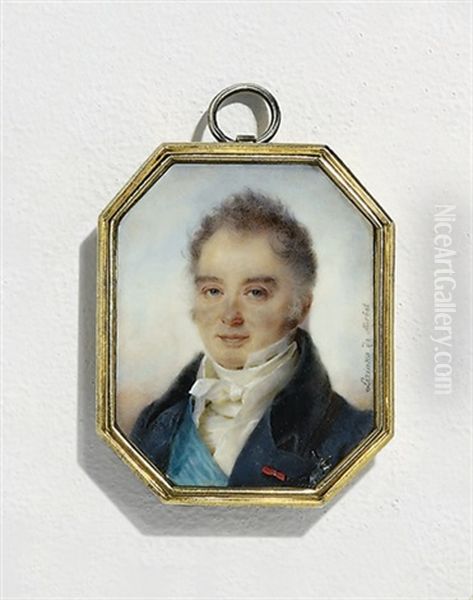 Duc De Duras, In Blue Coat With Black Collar, White Waistcoat And Knotted Cravat - view 1