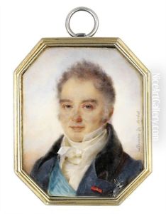 Duc De Duras In Blue Coat With Black Collar by Aimee Zoe Lizinka de Mirbel