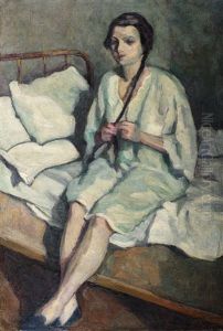 Fetita Impletindu-si Parul by Grigore Mircescu