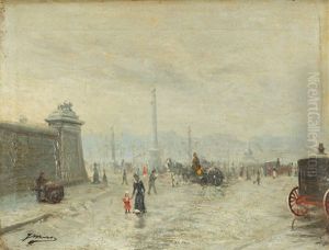 La Place De La Concorde En Hiver by Gaspar Miro Lleo