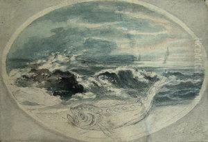 Storm And Fish At Sea by Thomas Bewick