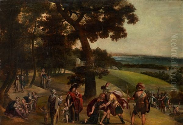 The Reconciliation Of Jacob And Esau In An Extensive Wooded Landscape - view 1