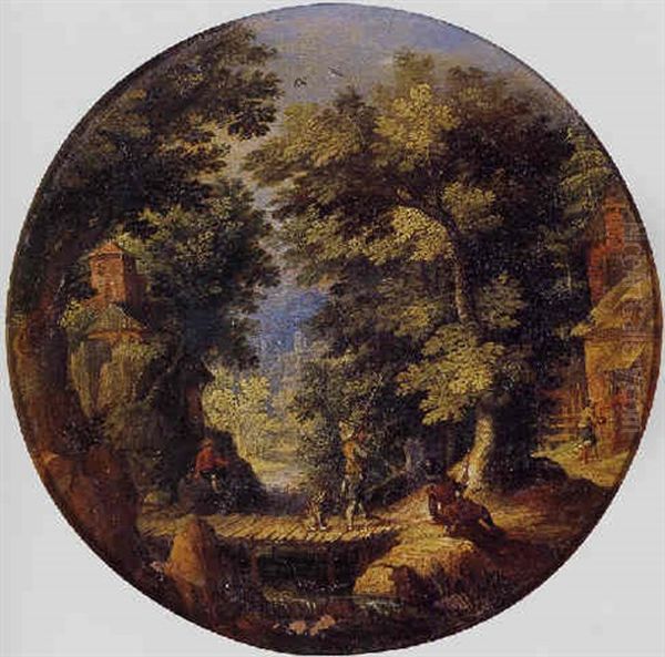 A Wooded River Landscape With Sportsmen - view 1