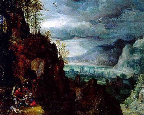 Paysage Montagneux Avec Voyageurs - view 1