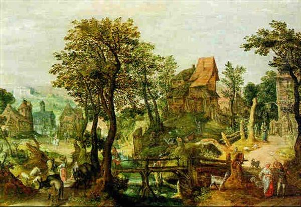 Blick In Ein Belebtes Dorf An Einem Kleinen Bach - view 1