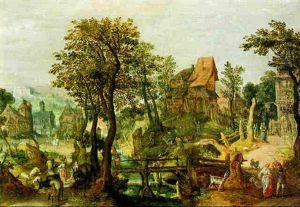 Blick In Ein Belebtes Dorf An Einem Kleinen Bach