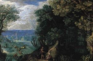 Paysage Boise Avec Scene Des Champs by Anton Mirou