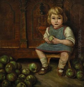 Kleines Madchen Mit Apfeln by Ferdinand Mirwald
