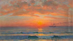 Steamship In Dusk by Georges Mita