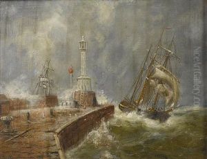 A Barquentine Making Maryport Harbour In A Gale A Barquentine Making Maryport Harbour In A Gale